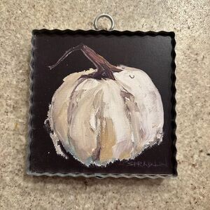 Round Top Collection Metal White Pumpkin Decor- measures 6”x6”